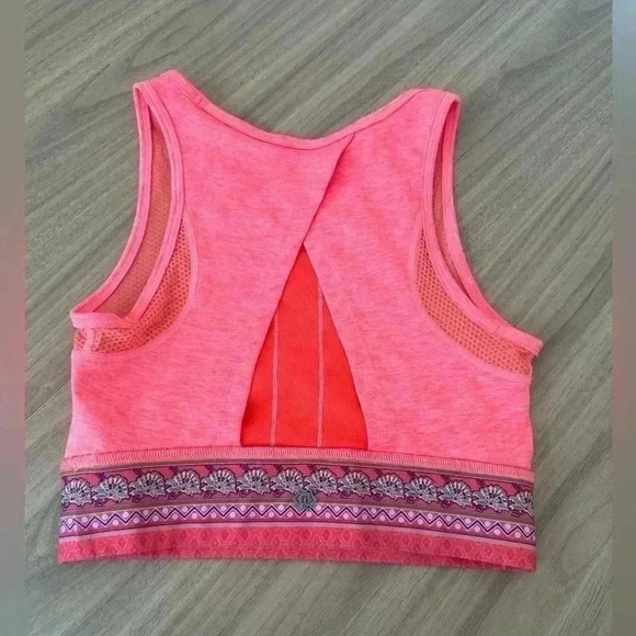 Nanette Lepore Sports Crop Top Play Carousel Sports Bra Coral Pink Racer X Small - Picture 4 of 7